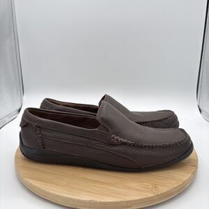 Clarks Mens Loafers Size 10.5 M Brown Pebbled Leather Comfort Slip On Casual